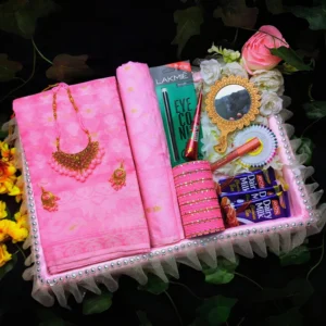 Magenta colure katan Saree Gift Box - উৎসবের সেরা শাড়ি কম্বো