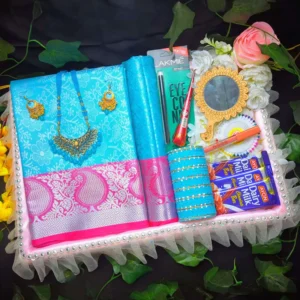 Soothing Sky Blue Saree Gift Box - স্নিগ্ধ আকাশী শাড়ি কম্বো (Summer Special)
