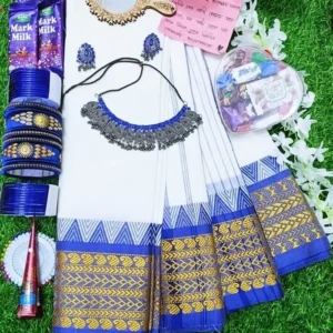 Elegant White Saree Gift Box - স্নিগ্ধ ভালোবাসার উপহার (Premium Combo)