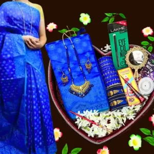 Elegant Blue jamdani Saree Gift Set - Best gift for your wife