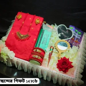 Red jamdani Saree Gift Box - ভালোবাসার সেরা উপহার (Saree Combo)