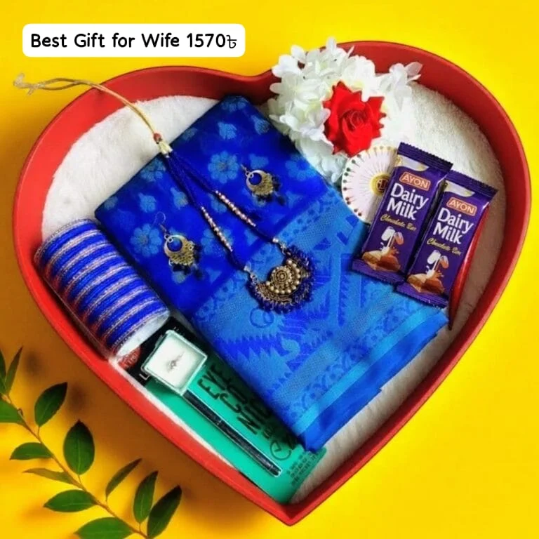 Nil jamdani Saree Gift Combo Set